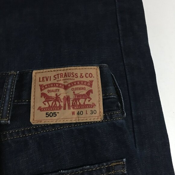 Levi's 505 Jeans Size 40x30 Mens Regular Fit Dark Wash - Picture 4 of 9